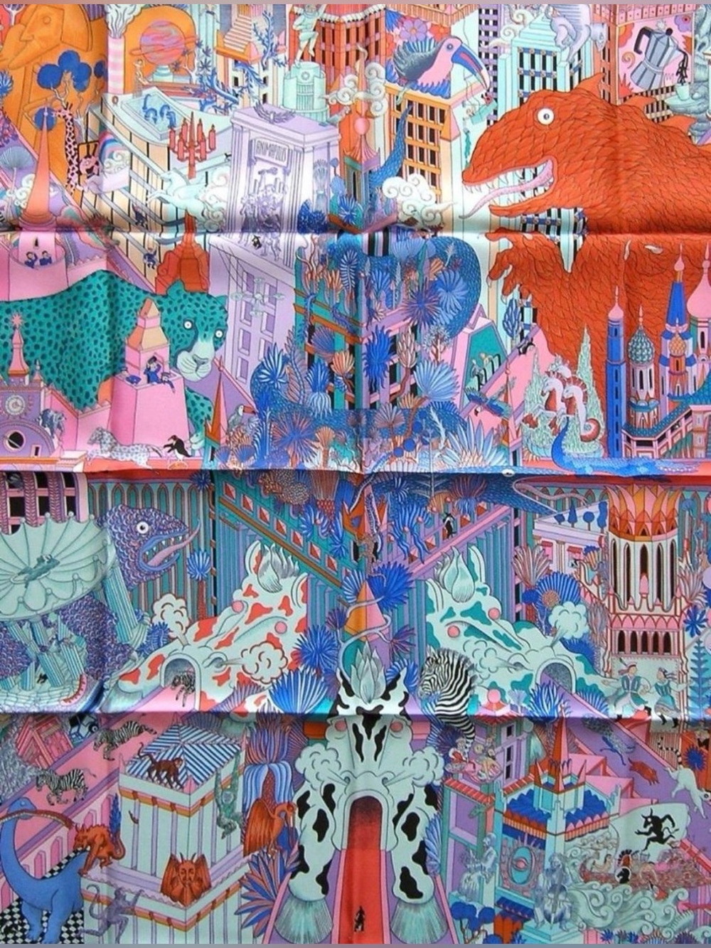 Hermes Animapolis Silk Scarf 2019 90cm by Jan Bajtlik - Picture 2 of 7